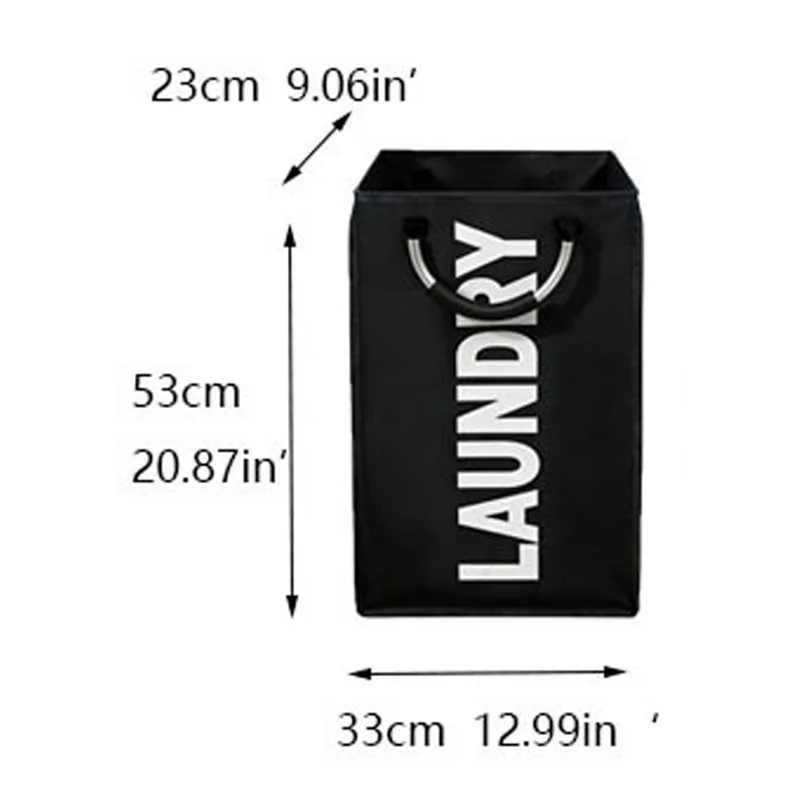 Single Compartment Oxford Fabric Laundry Hamper Bag Aluminum Frame Large Capacity Foldable Storage Basket - Black