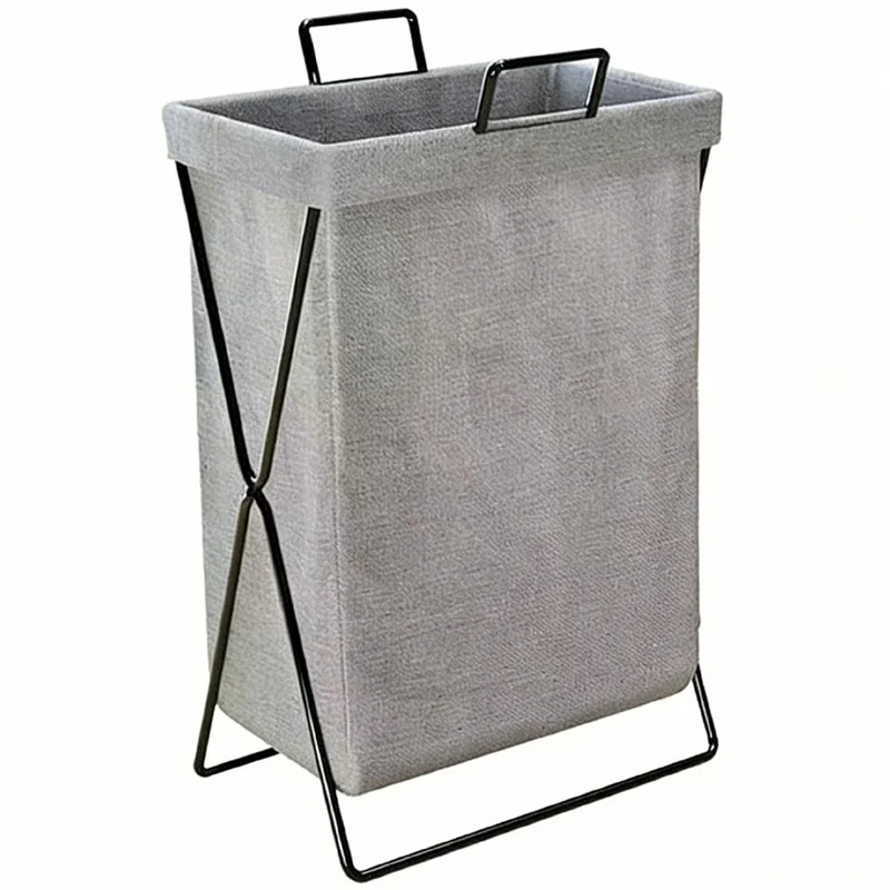 75L Large Capacity 36x26x58cm Foldable Laundry Hamper Bag X-Frame Storage Basket with Handles - Grey