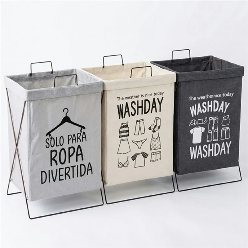 75L Large Capacity 36x26x58cm Foldable Laundry Hamper Bag X-Frame Storage Basket with Handles - Grey