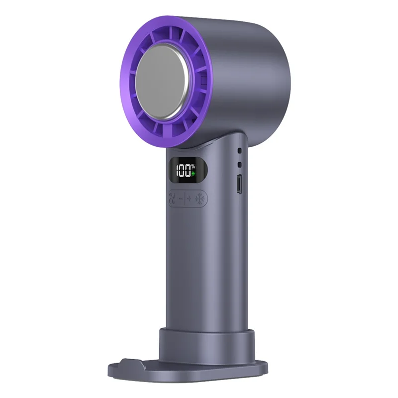 16°C Cooling Ice Pack Turbo Fan 4000mAh 100 Speed Foldable Handheld Fan for Outdoor Travel - Grey