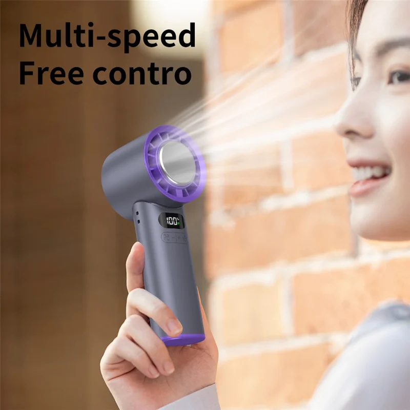 16°C Cooling Ice Pack Turbo Fan 4000mAh 100 Speed Foldable Handheld Fan for Outdoor Travel - Grey