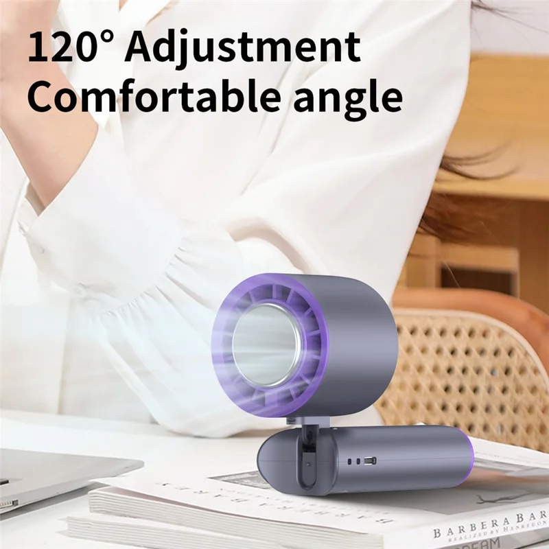 16°C Cooling Ice Pack Turbo Fan 4000mAh 100 Speed Foldable Handheld Fan for Outdoor Travel - Grey