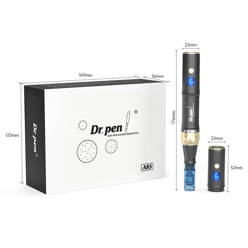 DR.PEN A8S Auto Microneedling System Pen Wireless Wired Dual Mode 0.25mm Nano Needles Kit for Skincare Beauty - EU Plug
