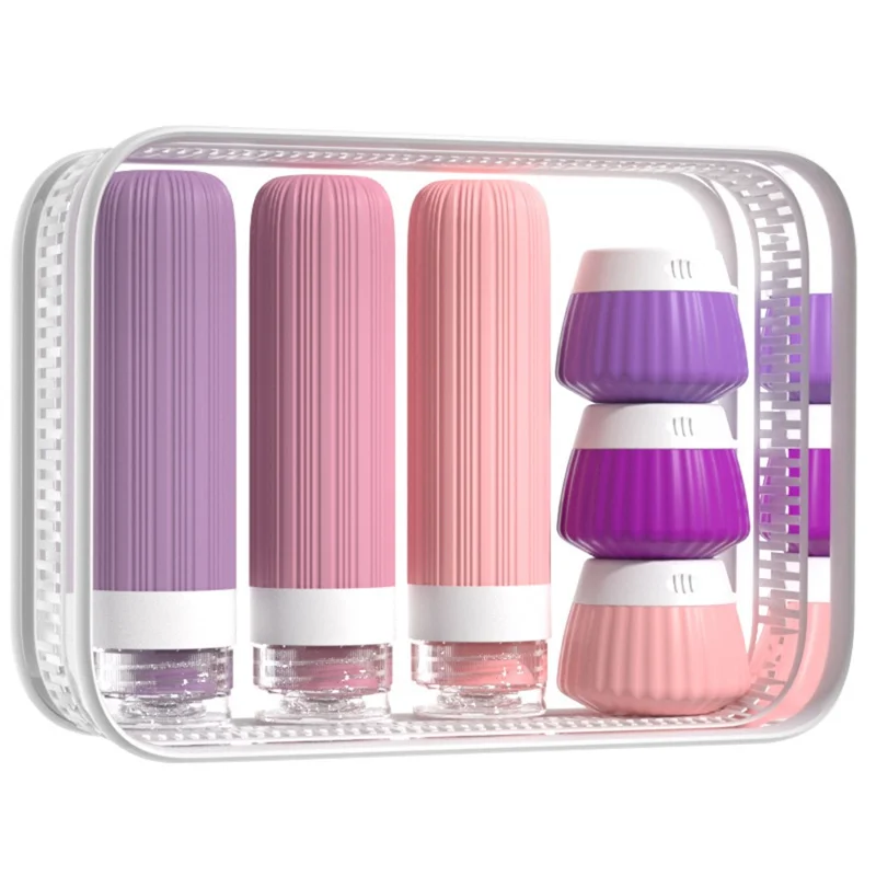 6 pièces 40 ml Pots de Crème pour le Visage Réutilisables + Ensemble de 90 ml Bouteilles en Silicone Étanches Pots Squeezables - Lot 01