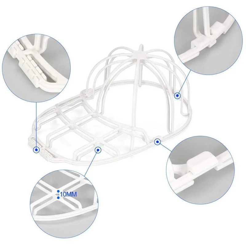 2Pcs / Set Baseball Hat Washer Cap Washer PP Frame Cage Hat Protector Rack - White