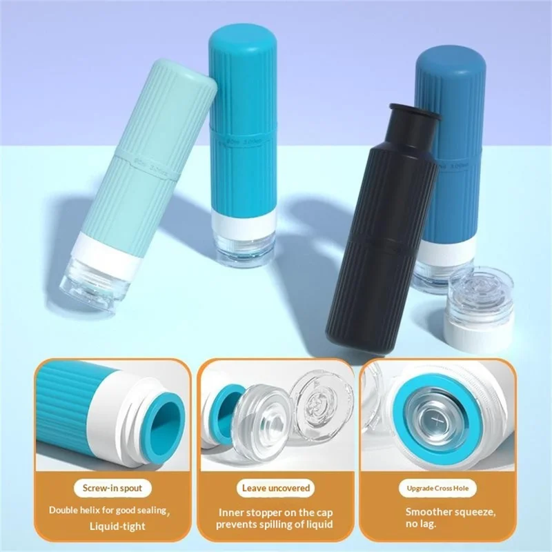 6Pcs 30ml Travel Refillable Face Cream Jars + 90ml Bottles Set Silicone Leak-proof Squeeze Containers Set - 06 Set