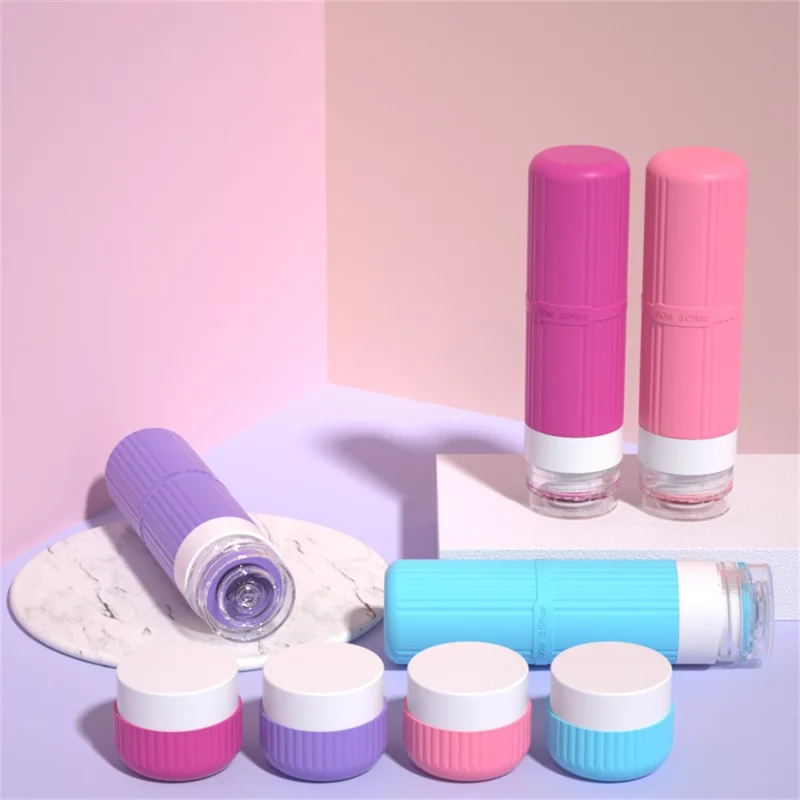 6Pcs 50ml Travel Refillable Face Cream Jars + 90ml Bottles Set Silicone Leak-proof Squeeze Containers Set - 01 Set
