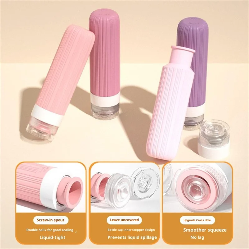 8Pcs 40ml Travel Refillable Face Cream Jars + 90ml Bottles Set Silicone Leak-proof Squeeze Containers Set - Set 01