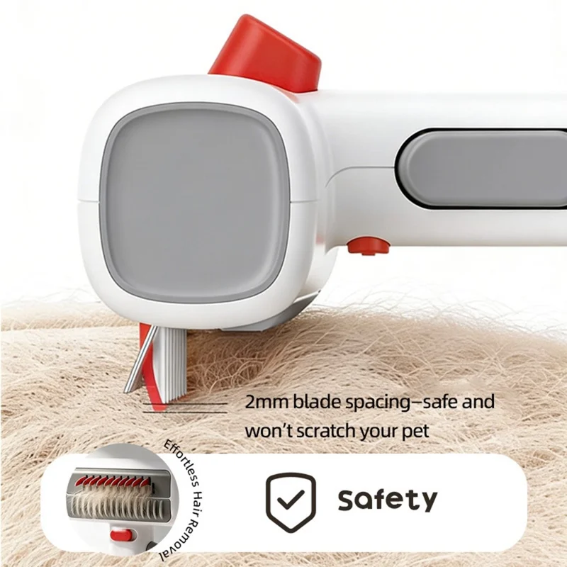 2-in-1 Pet Grooming Comb Detangling Hair Removal Tool with Safety Lock for Dogs Cats