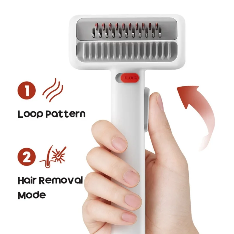 2-in-1 Pet Grooming Comb Detangling Hair Removal Tool with Safety Lock for Dogs Cats