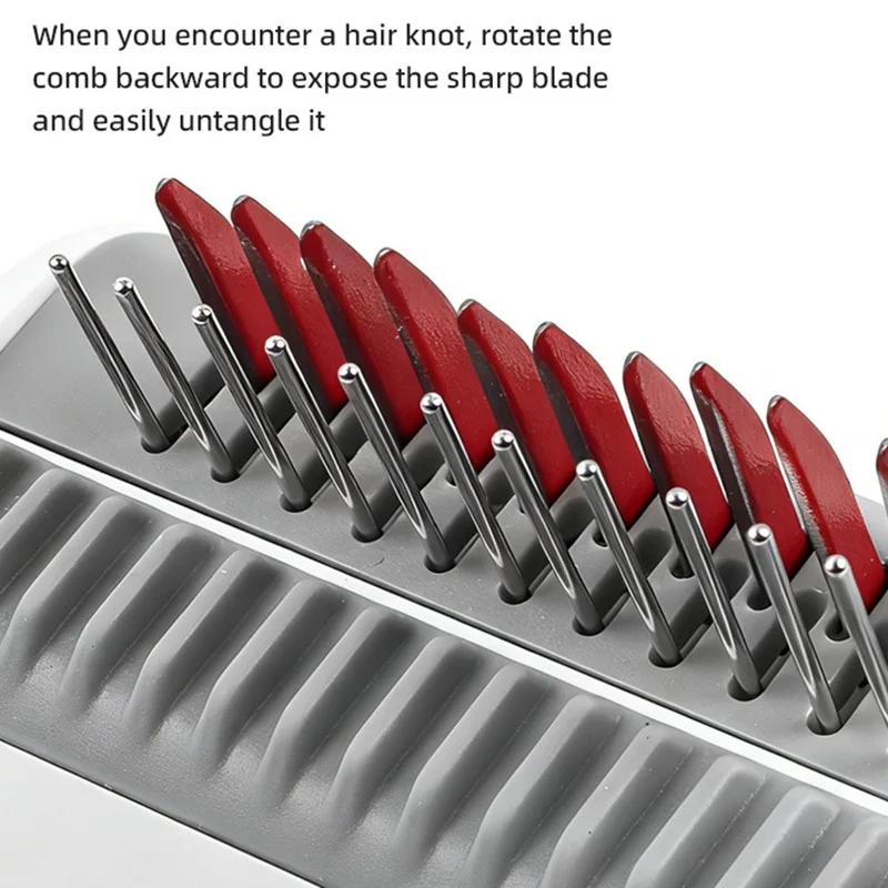 2-in-1 Pet Grooming Comb Detangling Hair Removal Tool with Safety Lock for Dogs Cats