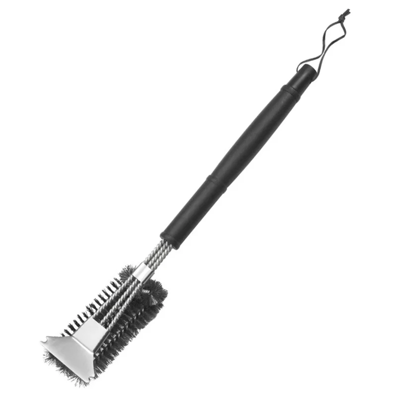 Stainless Steel Cleaning Brush BBQ Grill Galvanized Wire Brush for Outdoor Picnic Camping - Style A