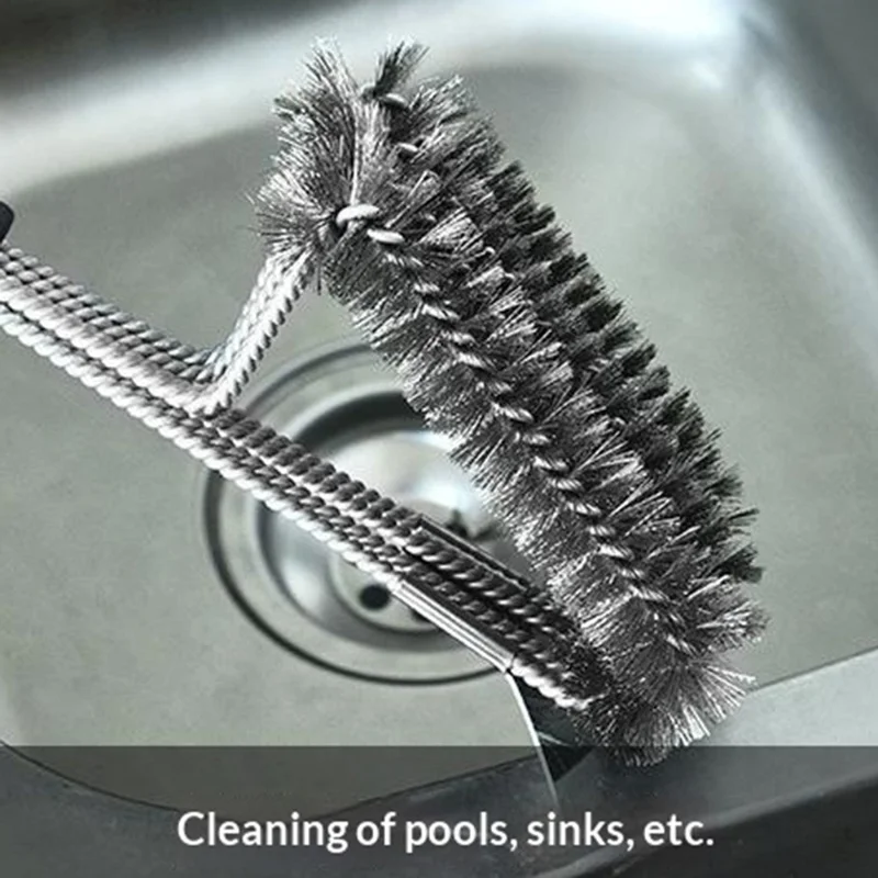Stainless Steel Cleaning Brush BBQ Grill Galvanized Wire Brush for Outdoor Picnic Camping - Style A