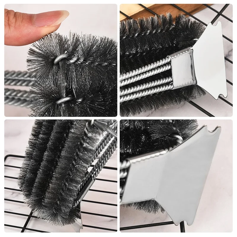 Stainless Steel Cleaning Brush BBQ Grill Galvanized Wire Brush for Outdoor Picnic Camping - Style A