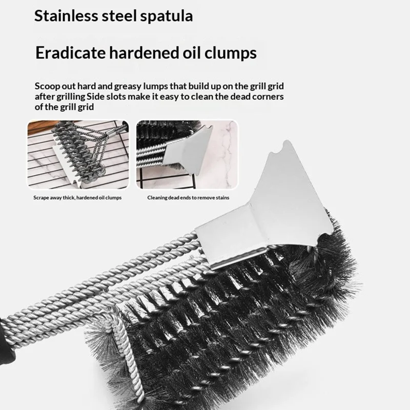 Stainless Steel Cleaning Brush BBQ Grill Galvanized Wire Brush for Outdoor Picnic Camping - Style A