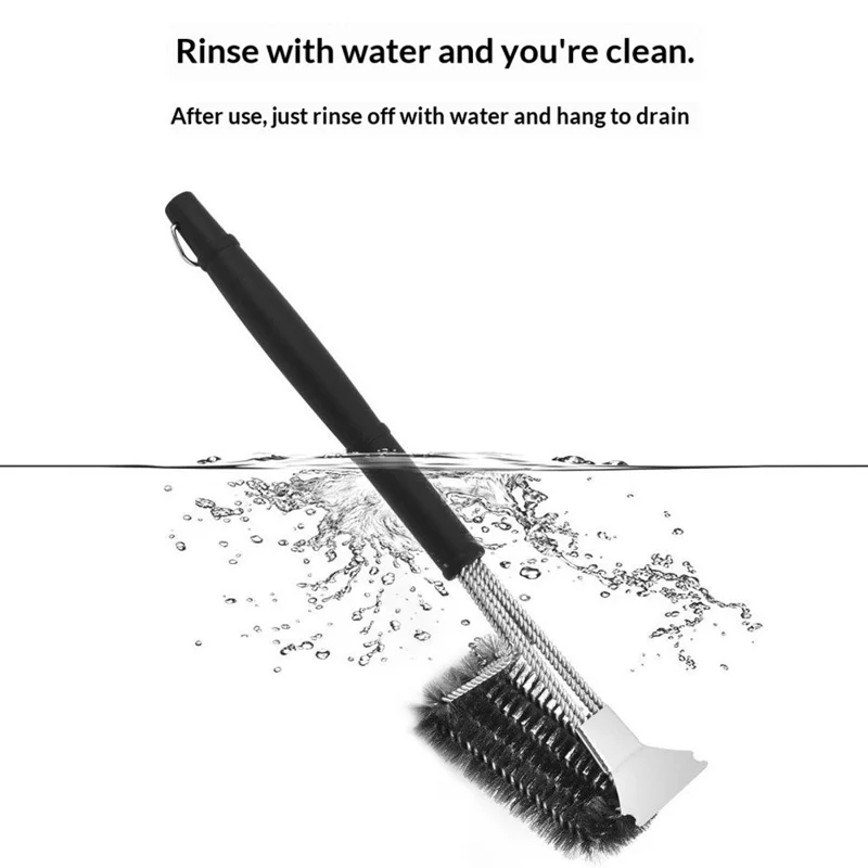 Stainless Steel Cleaning Brush BBQ Grill Galvanized Wire Brush for Outdoor Picnic Camping - Style A