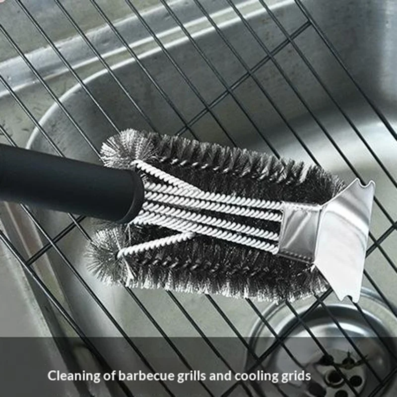 Stainless Steel Cleaning Brush BBQ Grill Galvanized Wire Brush for Outdoor Picnic Camping - Style A