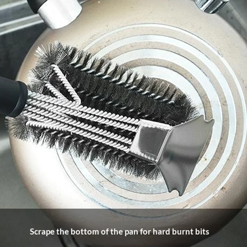 Stainless Steel Cleaning Brush BBQ Grill Galvanized Wire Brush for Outdoor Picnic Camping - Style A