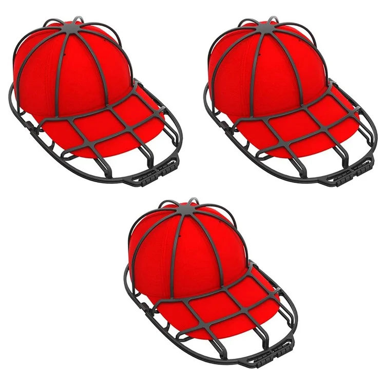 3Pcs / Set Cap Washer Frame Cage Baseball Hat Cleaner Holder Protector PP Hat Rack - Black