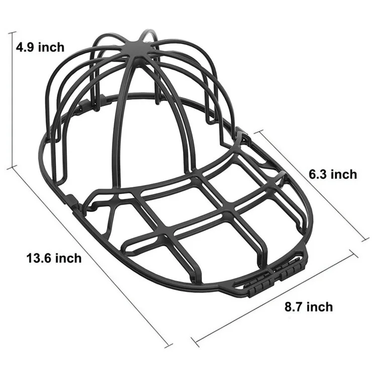 3Pcs / Set Cap Washer Frame Cage Baseball Hat Cleaner Holder Protector PP Hat Rack - Black