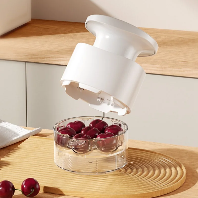 7-gats Entpitingspers voor Kersen, Type Vruchtpitter, Entpitingsgereedschap, Vruchtentkerner, Pitsnoeper, Keukenhulpmiddel (BPA-vrij, geen FDA) - Wit