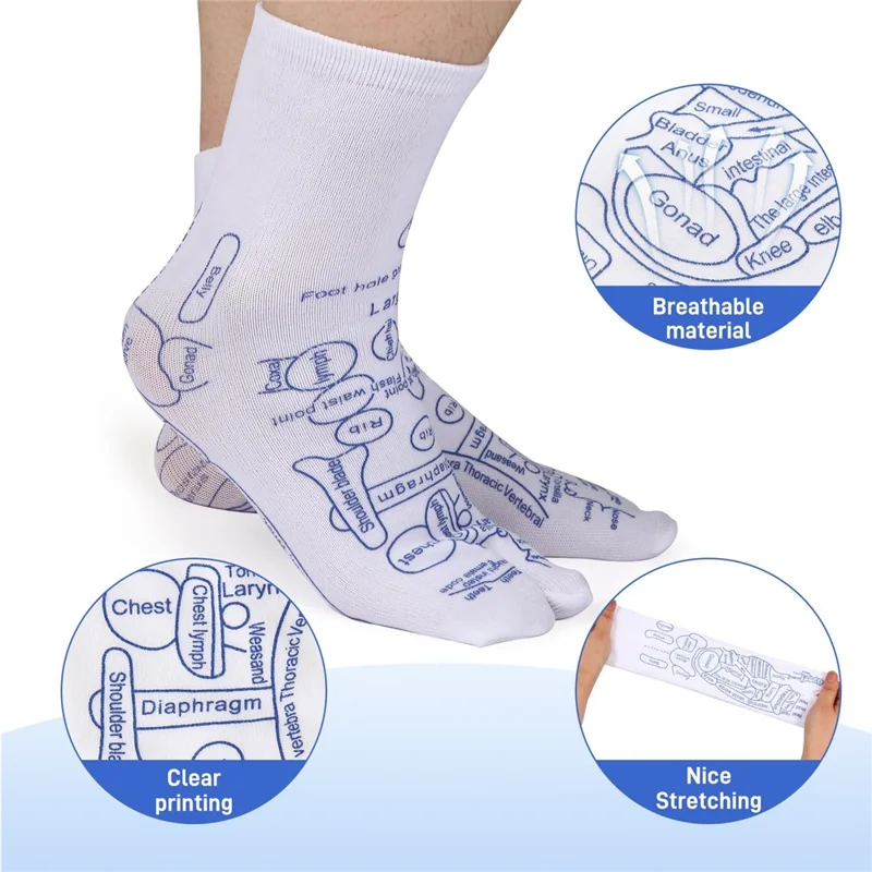 1 Par de Meias de Reflexologia para os Pés com Conjunto de Ferramentas de Massagem em Pontos de Gatilho - Meias de Acupuntura para Terapia de Acupressão - Modelo Masculino