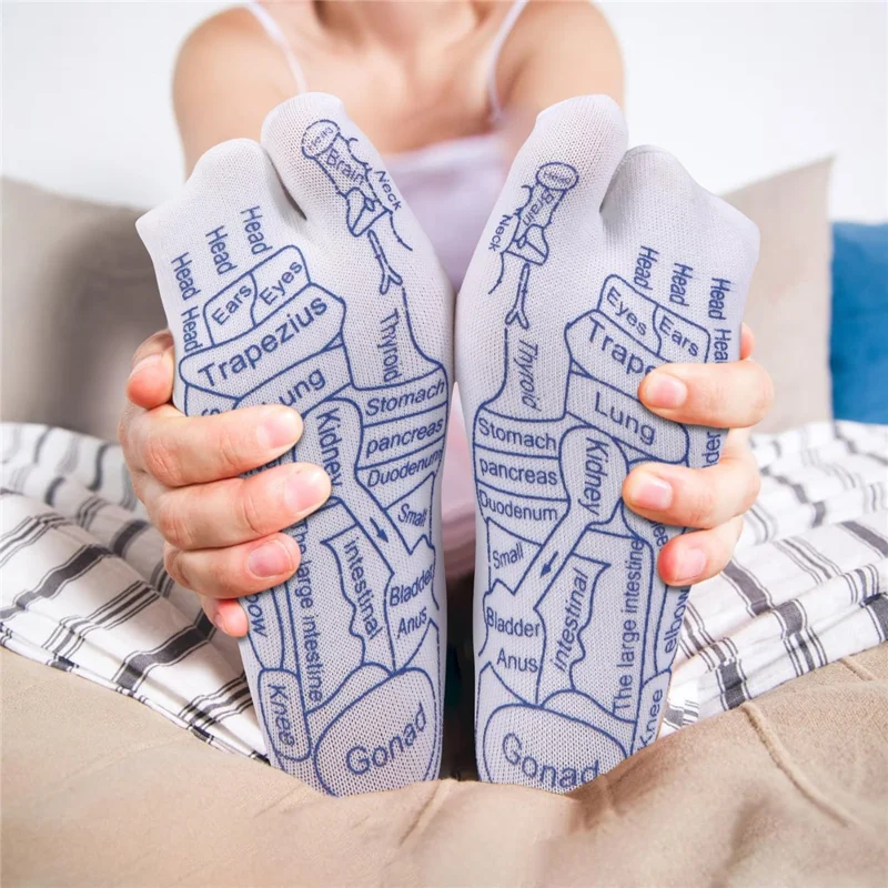 1 Par de Meias de Reflexologia para os Pés com Conjunto de Ferramentas de Massagem em Pontos de Gatilho - Meias de Acupuntura para Terapia de Acupressão - Modelo Masculino