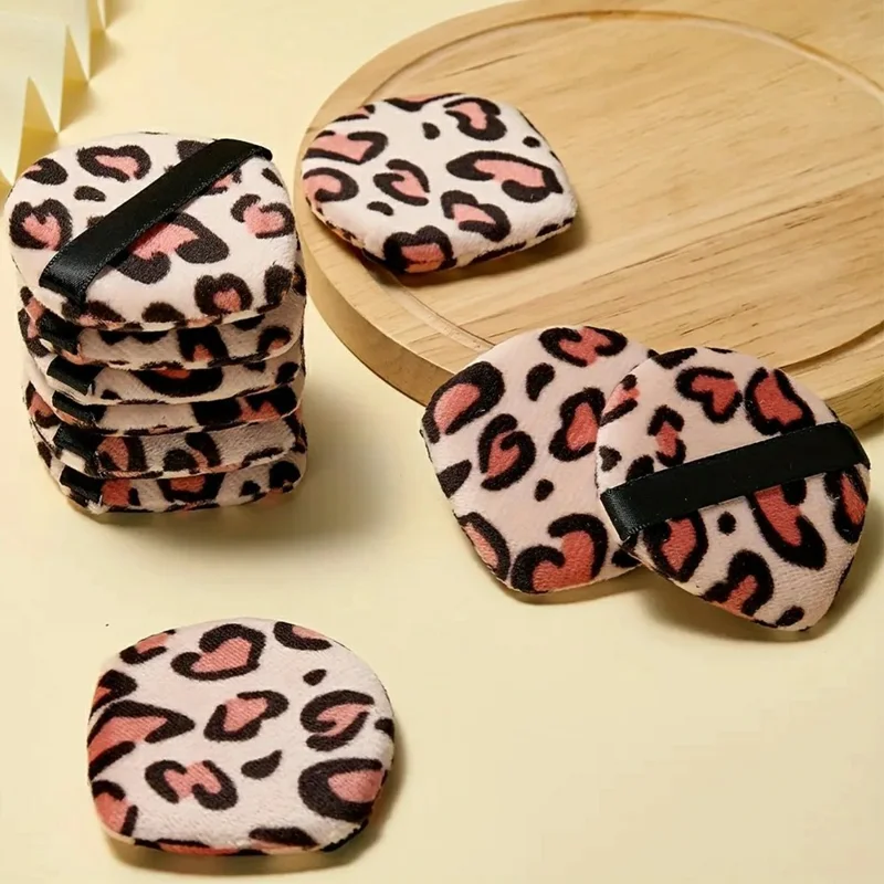 10 st leopardmönstrade triangulära puderpuffar, multifunktionella sminkpenslar, återanvändbara ansiktssminkverktyg