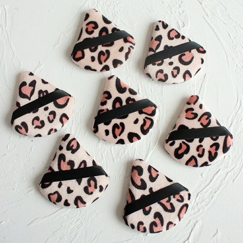 10 st leopardmönstrade triangulära puderpuffar, multifunktionella sminkpenslar, återanvändbara ansiktssminkverktyg