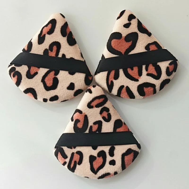 10 st leopardmönstrade triangulära puderpuffar, multifunktionella sminkpenslar, återanvändbara ansiktssminkverktyg
