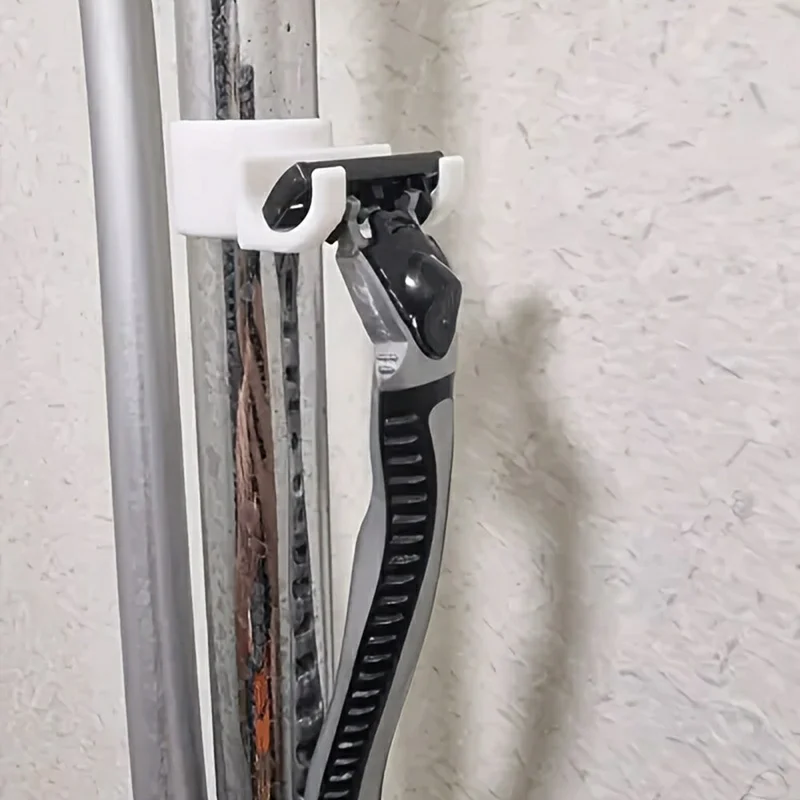 Badrum Duschstolpe Svart Höllare för Rakapparat, Ingen Borning, Clip-on, Vithet