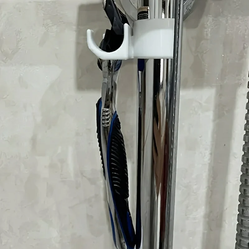 Badrum Duschstolpe Svart Höllare för Rakapparat, Ingen Borning, Clip-on, Vithet