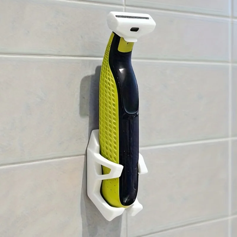 Vägghållare för rakapparat Vägghållare för elektrisk rakapparat Badrumslagring Organizer - Vit