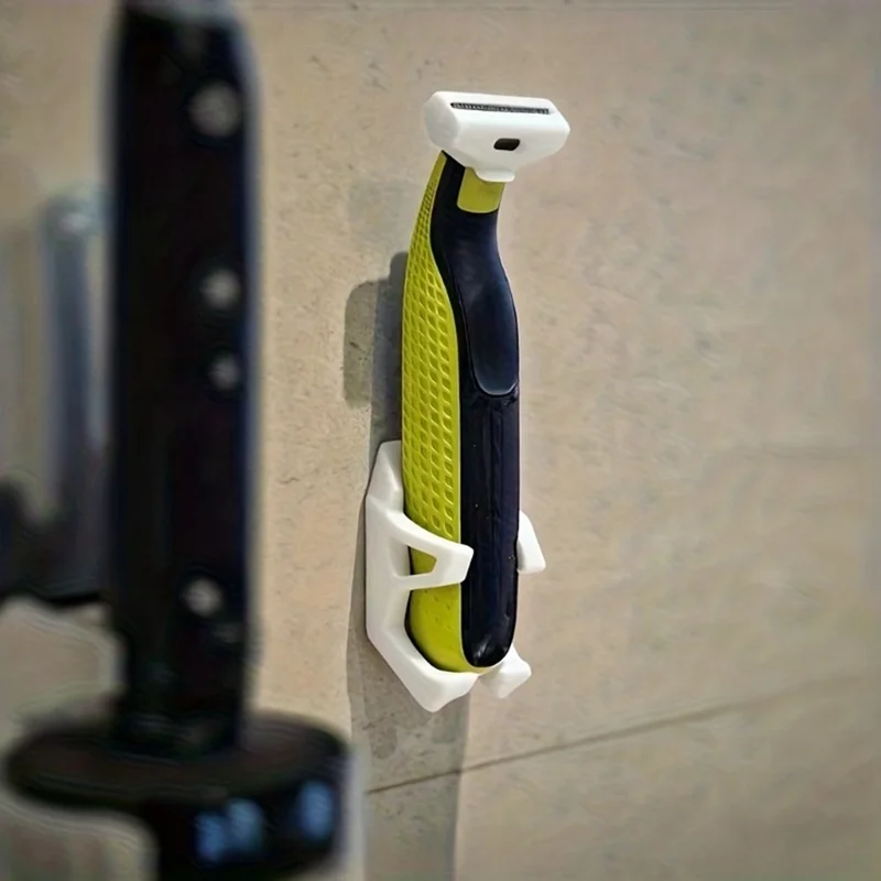 Vägghållare för rakapparat Vägghållare för elektrisk rakapparat Badrumslagring Organizer - Vit