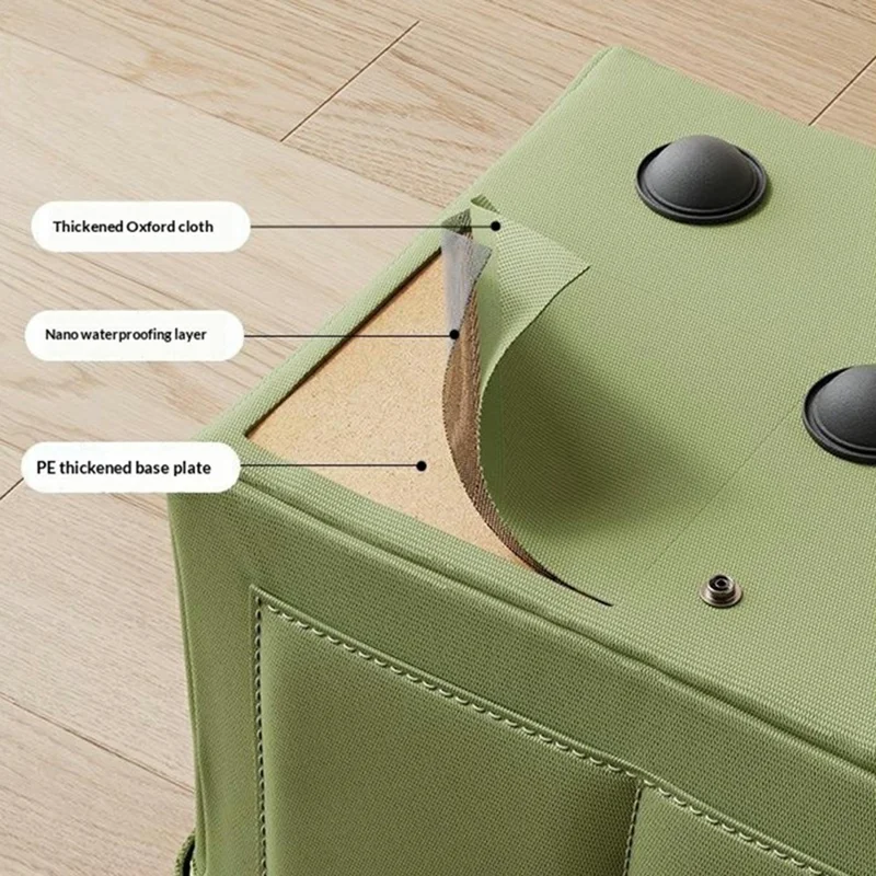 Multifunctional Foldable Tool Bag Oxford Cloth Tool Organizer with Side Pockets Steel Frame Storage Bag - Green