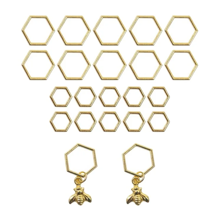Conjunto de 20 marcadores de punto de metal de bloqueo para ganchillo, hexagonal y abeja