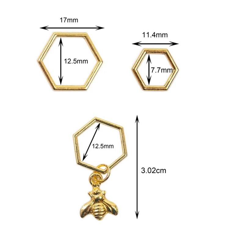 Conjunto de 20 marcadores de punto de metal de bloqueo para ganchillo, hexagonal y abeja
