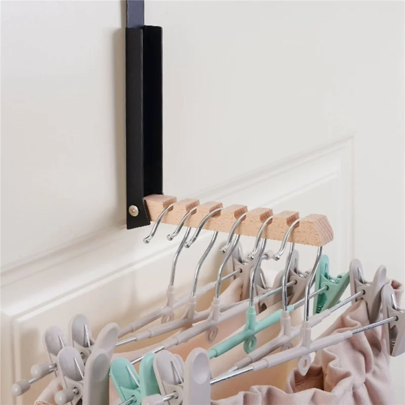 Portable Travel Clothes Drying Rack No Drill Foldable Over Door Hook Hanger for Hotel Room - White