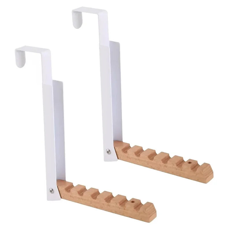 2Pcs Portable Travel Clothes Drying Rack No Drill Foldable Over Door Hook Hanger for Hotel Room - White