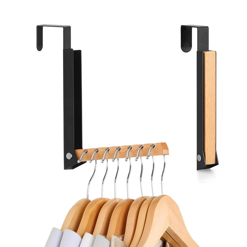 2Pcs Portable Travel Clothes Drying Rack No Drill Foldable Over Door Hook Hanger for Hotel Room - White