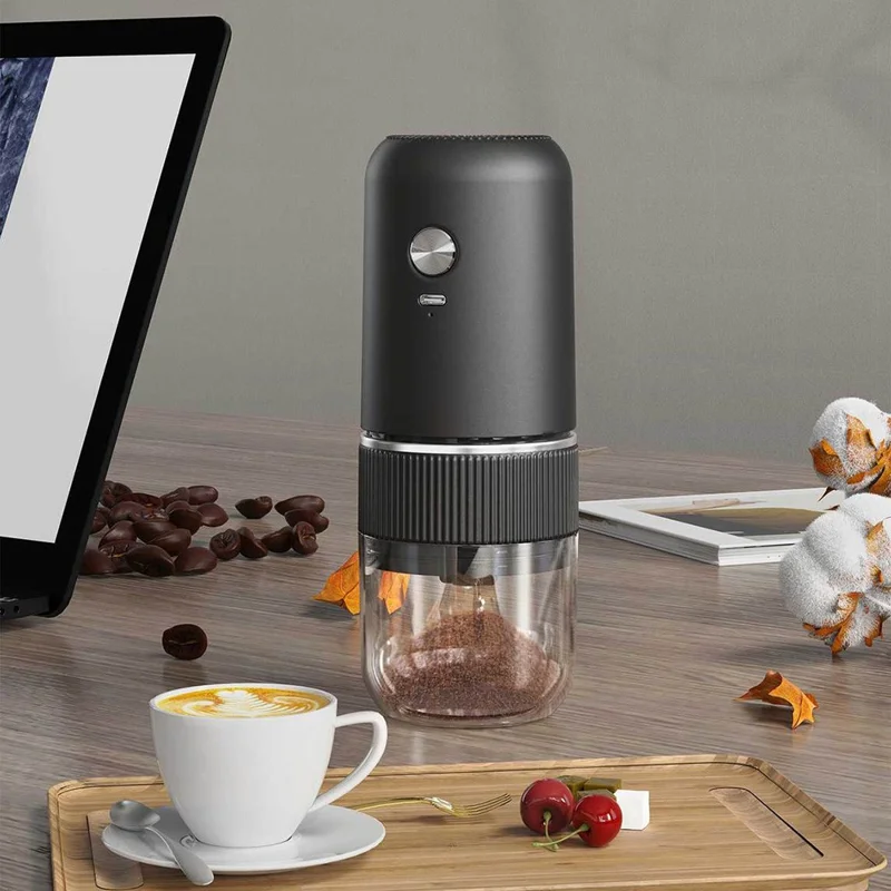 Portable Electric Coffee Grinder Rechargeable Bean Grinder 4 Settings Adjustable Type-C Charging Coffee Maker for Espresso Pour Over - Black