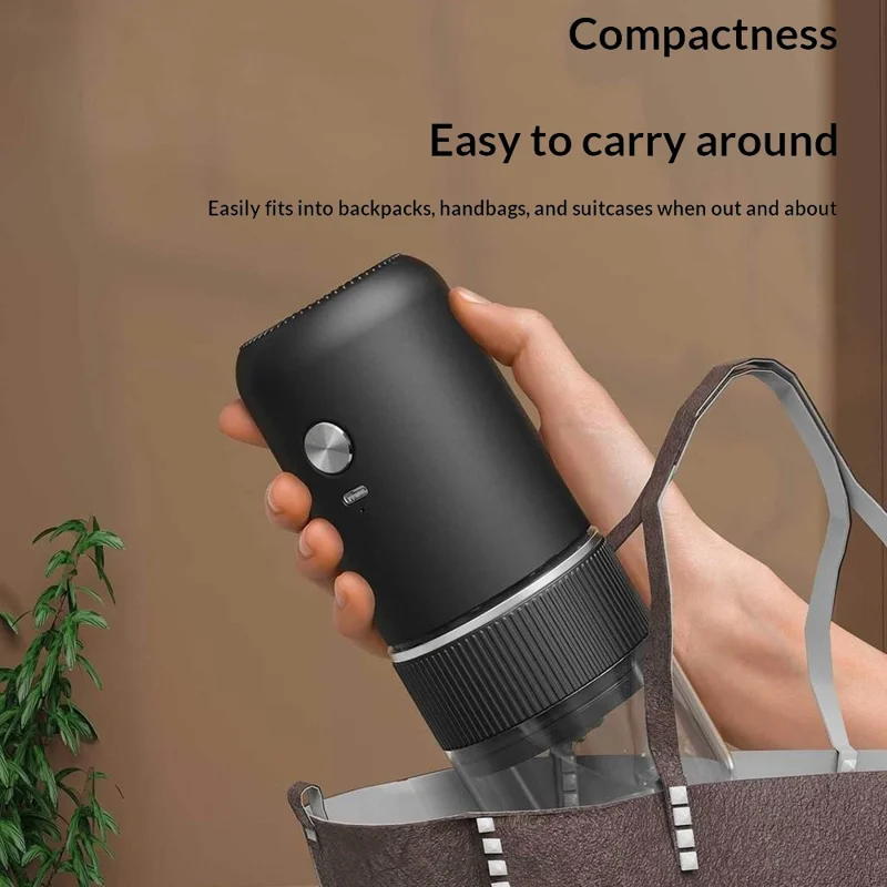 Portable Electric Coffee Grinder Rechargeable Bean Grinder 4 Settings Adjustable Type-C Charging Coffee Maker for Espresso Pour Over - Black