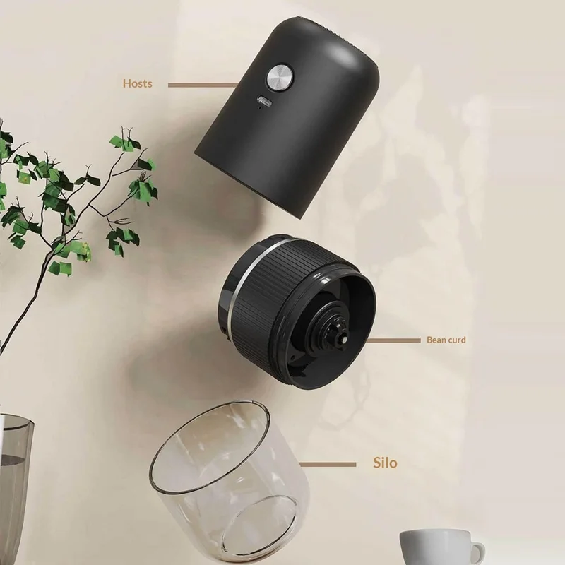 Portable Electric Coffee Grinder Rechargeable Bean Grinder 4 Settings Adjustable Type-C Charging Coffee Maker for Espresso Pour Over - Black