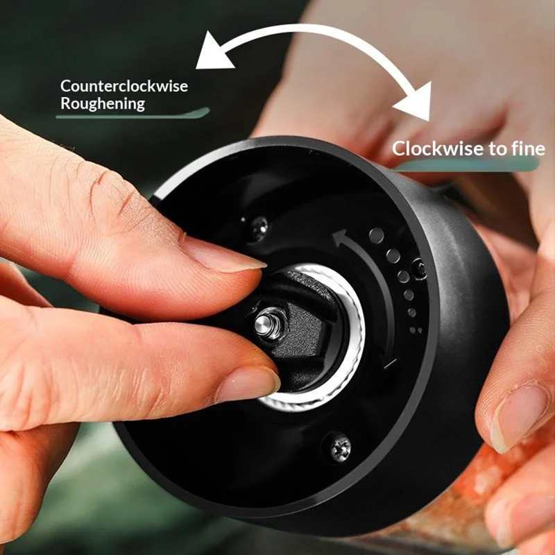 Elektrische Gewürzmühle Ein-Knopf-Pfeffer- und Salzmühle wiederaufladbares Küchenmahlwerk für die Zubereitung - Schwarz