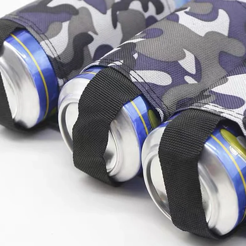 6-Can Capacity Holder Waistband Bag Adjustable Foldable Drink Belt Bag for Outdoor Camping Hiking - Blue