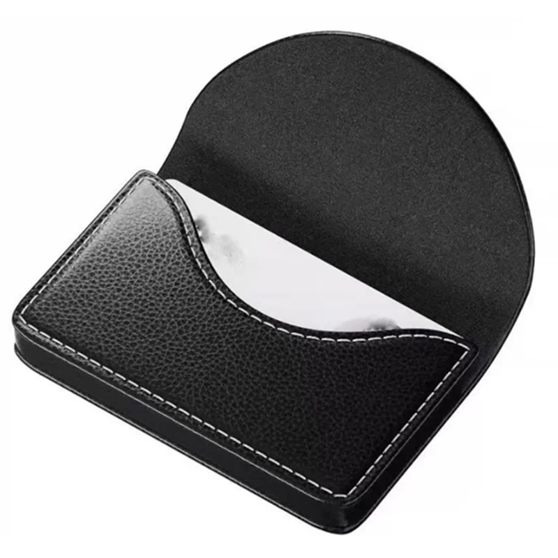 Держатель визиток, чехол-книжка из искусственной кожи с текстурой личи, органайзер для кредитных карт - черный