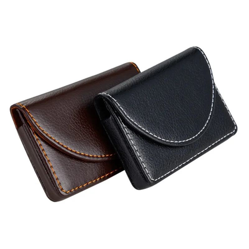 Держатель визиток, чехол-книжка из искусственной кожи с текстурой личи, органайзер для кредитных карт - черный