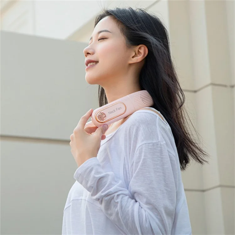 A339 Portable Neck-Mount Cooling Fan LED Digital Display Bladeless Fan Wearable Personal Air Cooler - White
