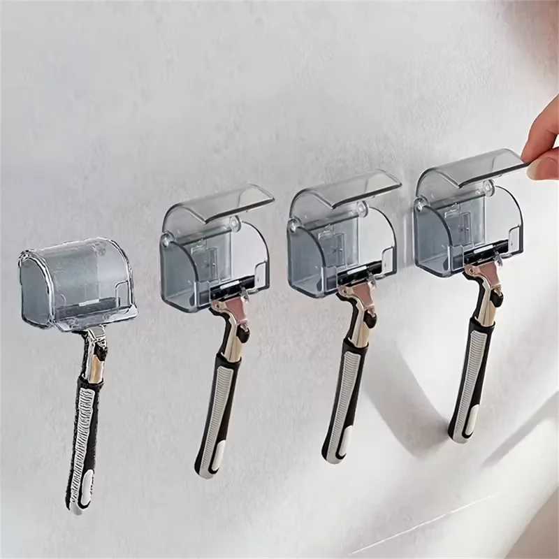 Soporte para Afeitadora de Montaje en Pared, Estante de Almacenamiento para Afeitadora con Cubierta Transparente a Prueba de Polvo y Agua para Organización de Baño