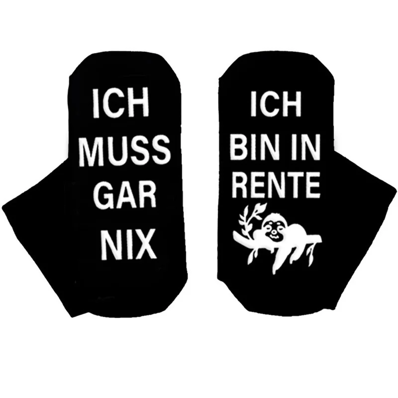 1 пара хлопковых носков с забавной немецкой надписью ICH BIN IN RENTE, смешной подарок на пенсию, гольфы — черные